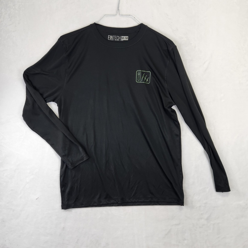 Fintech Mens Long Sleeve‎ T-Shirt Black M/M Polyester Performance Athletic